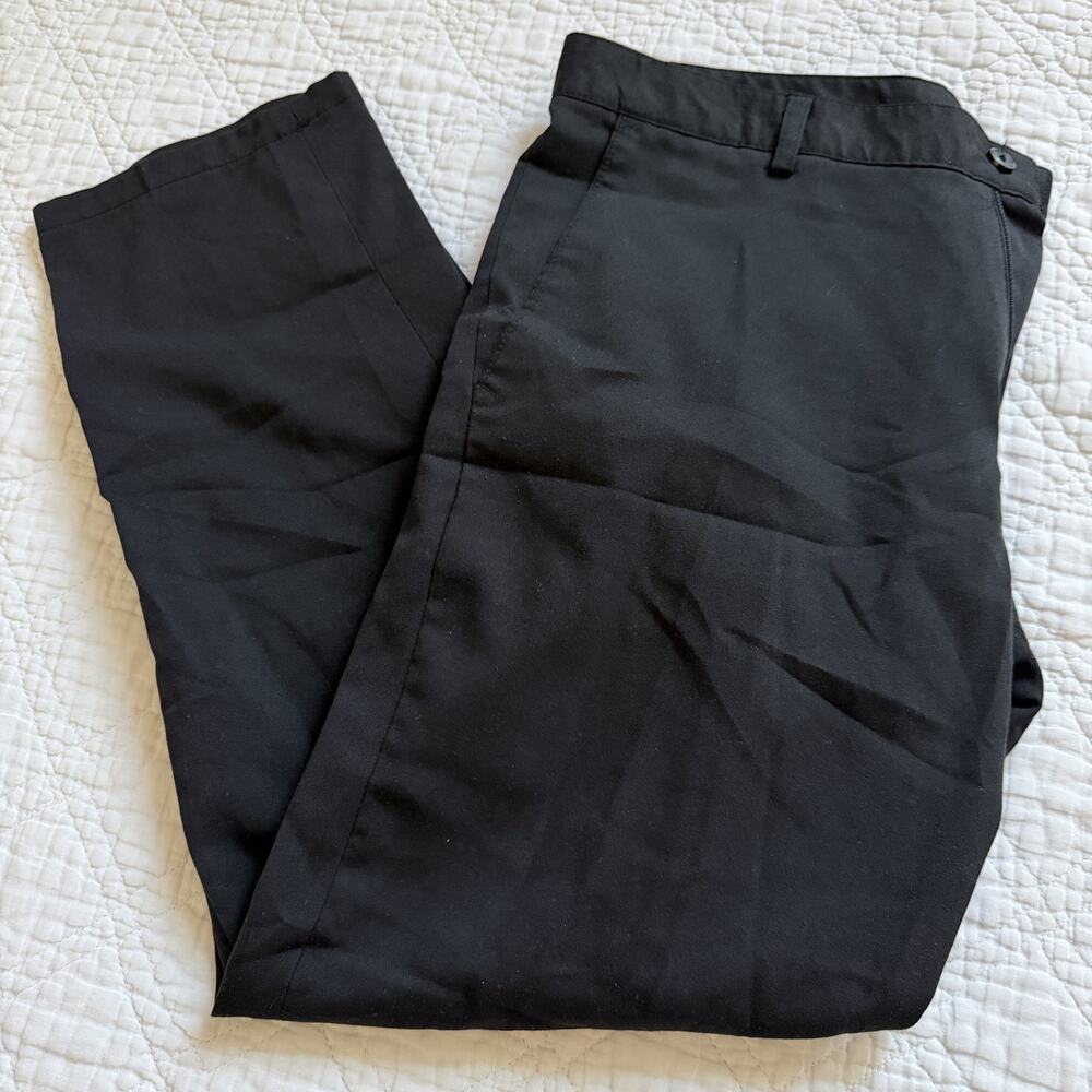 Done Korean Flat Front Straight Leg Stretch Trousers Black Size L